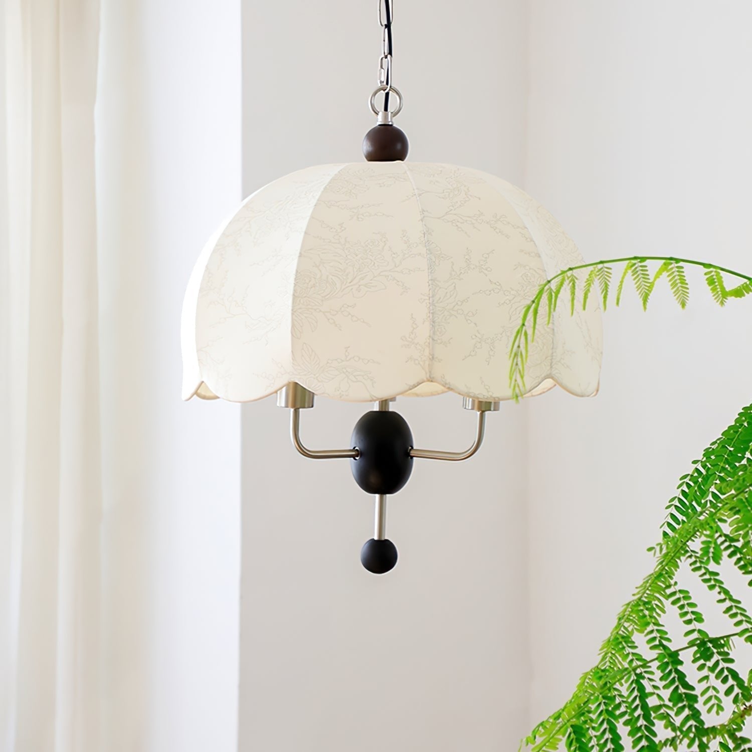 Ervaren Vintage Floraison Tissu Bois Pendentif Lampe