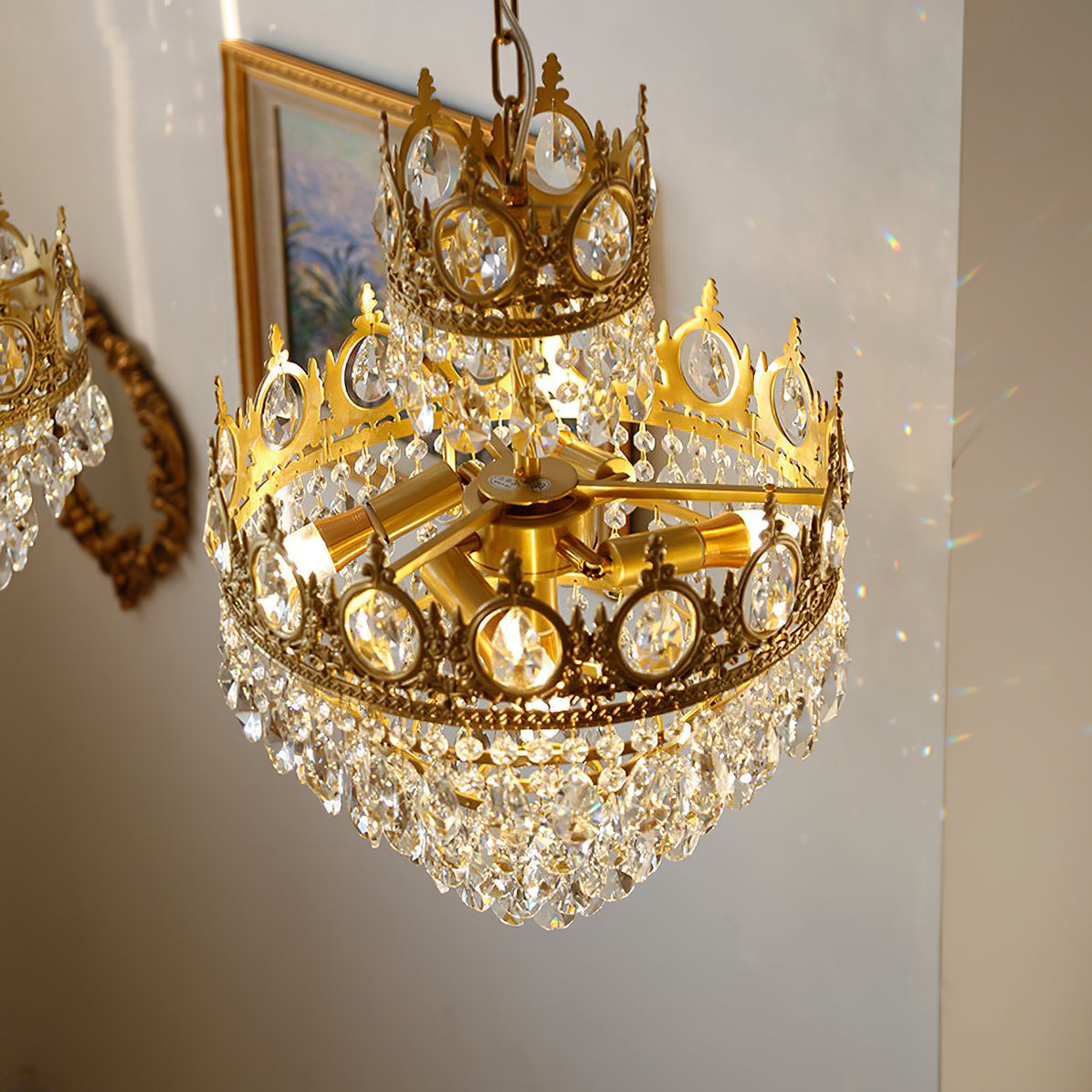 Lustra Suspension Lampe Gouttelettes de Cristal Vintage