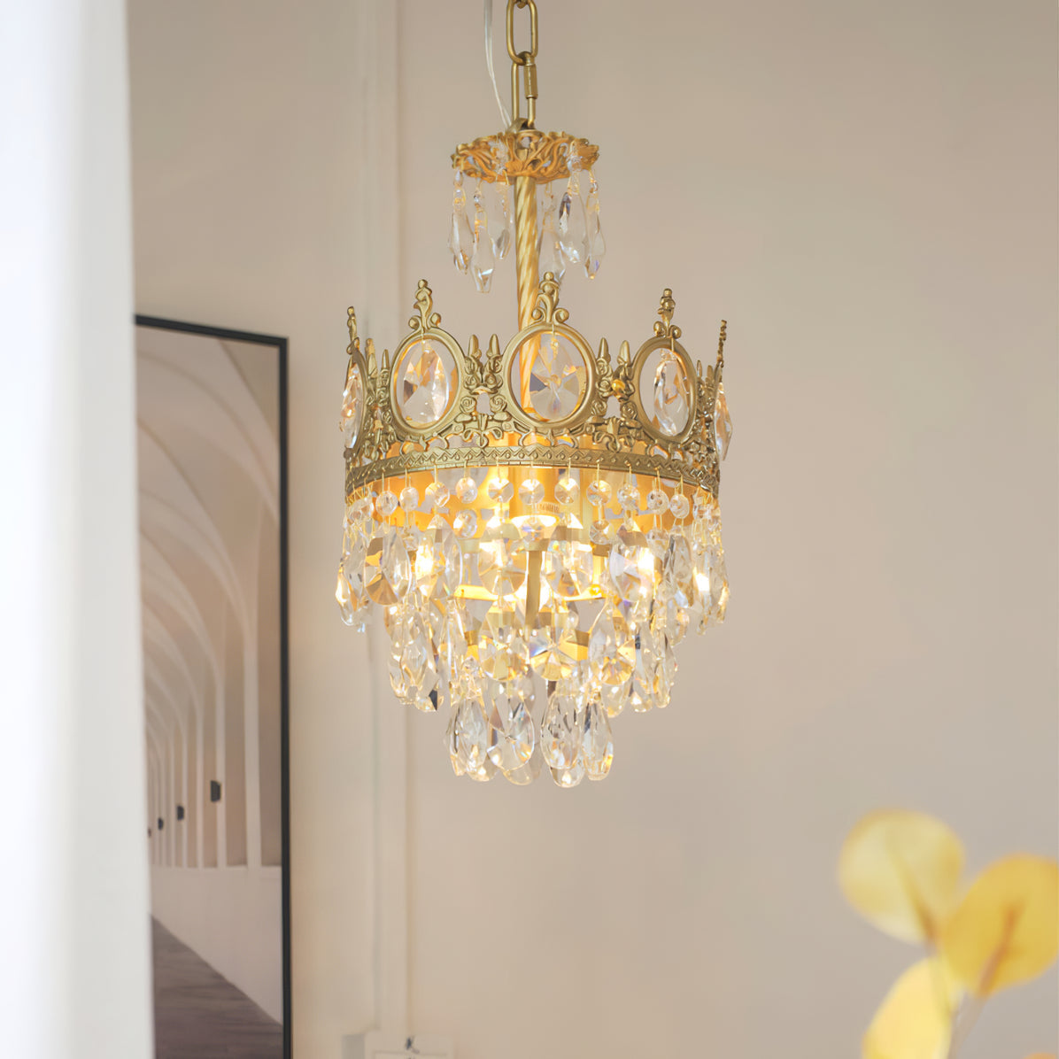 Lustra Suspension Lampe Gouttelettes de Cristal Vintage