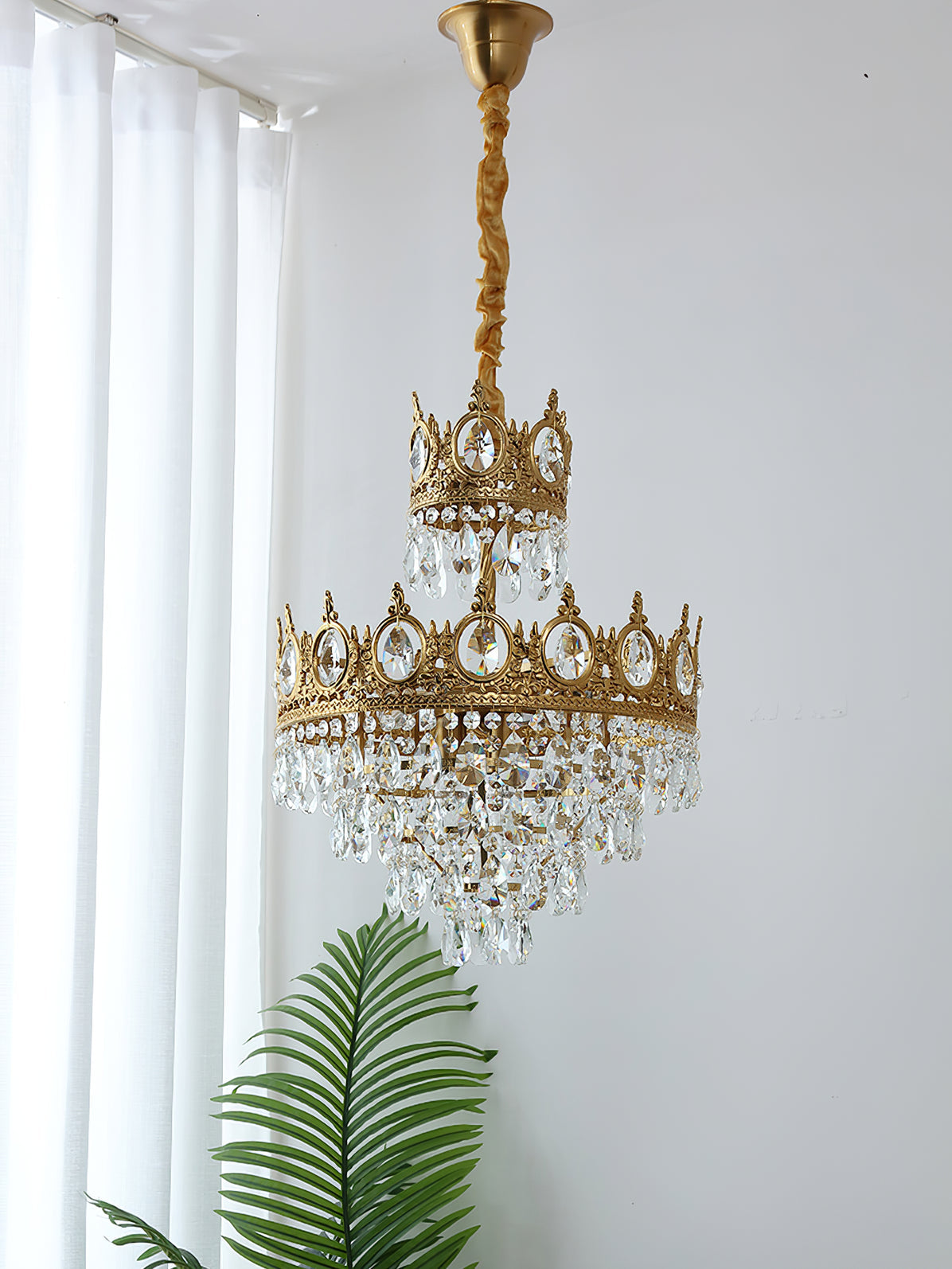 Lustra Suspension Lampe Gouttelettes de Cristal Vintage