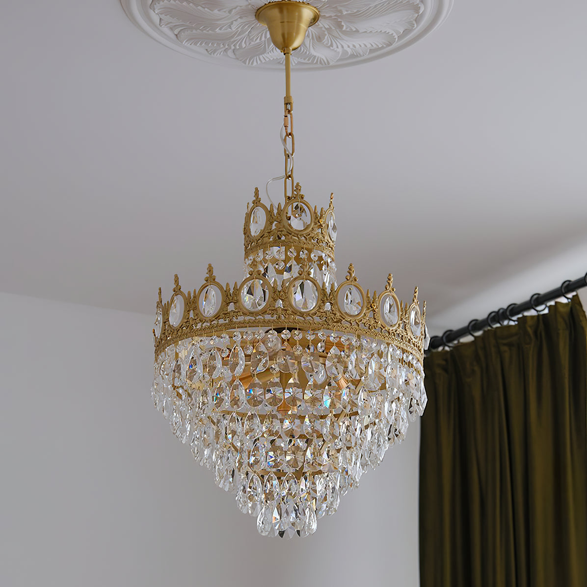 Lustra Suspension Lampe Gouttelettes de Cristal Vintage
