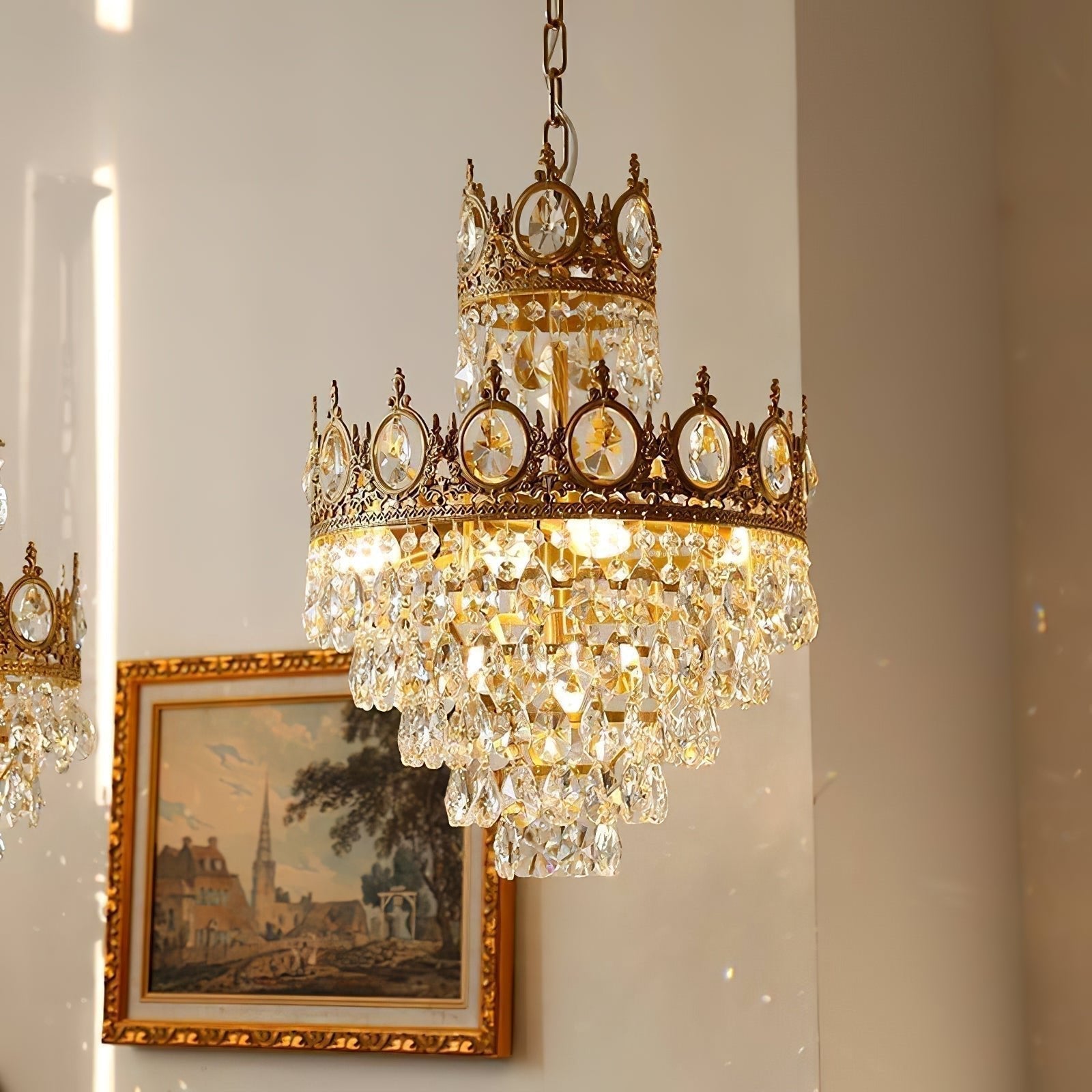 Lustra Suspension Lampe Gouttelettes de Cristal Vintage