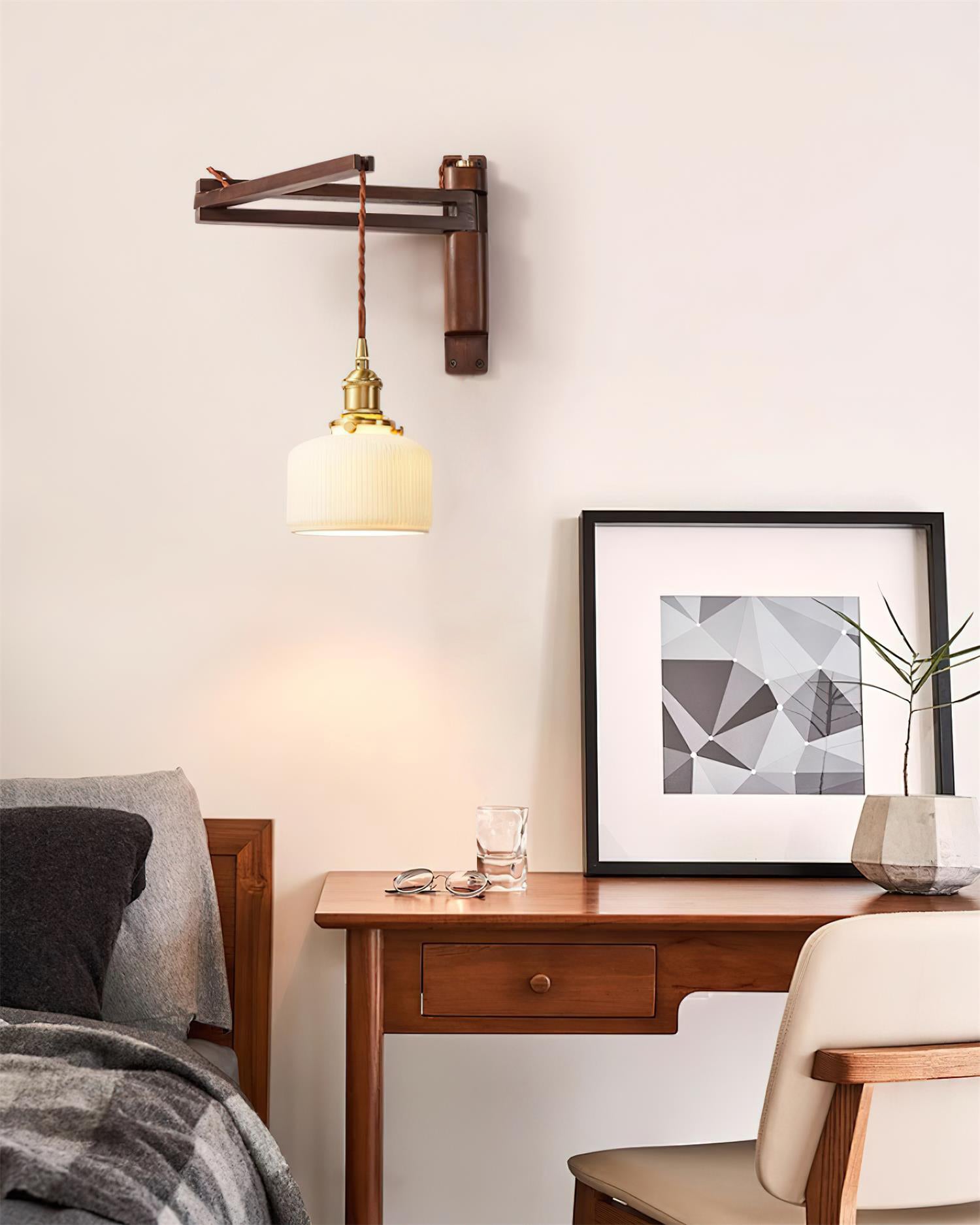 Geyla Applique Murale Rustique en Bois avec Prise / Câblage Fixe