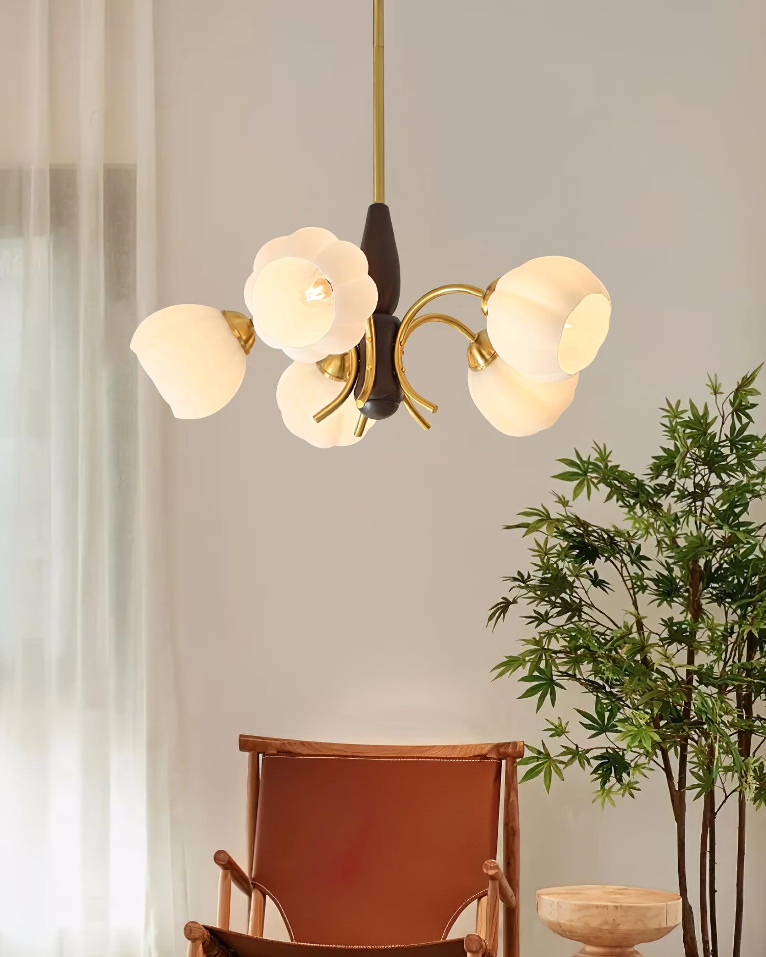 Flora Lustre en Bois Vintage
