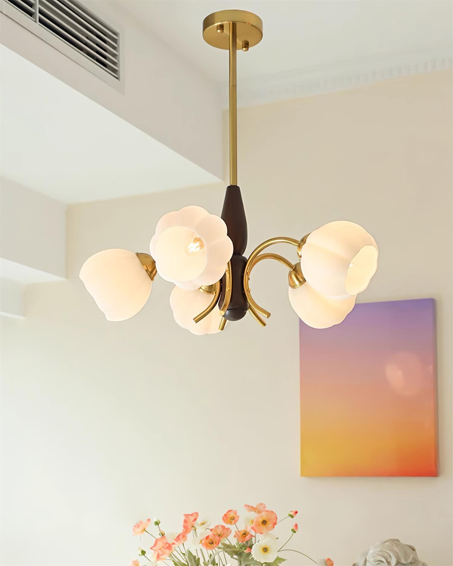 Flora Lustre en Bois Vintage