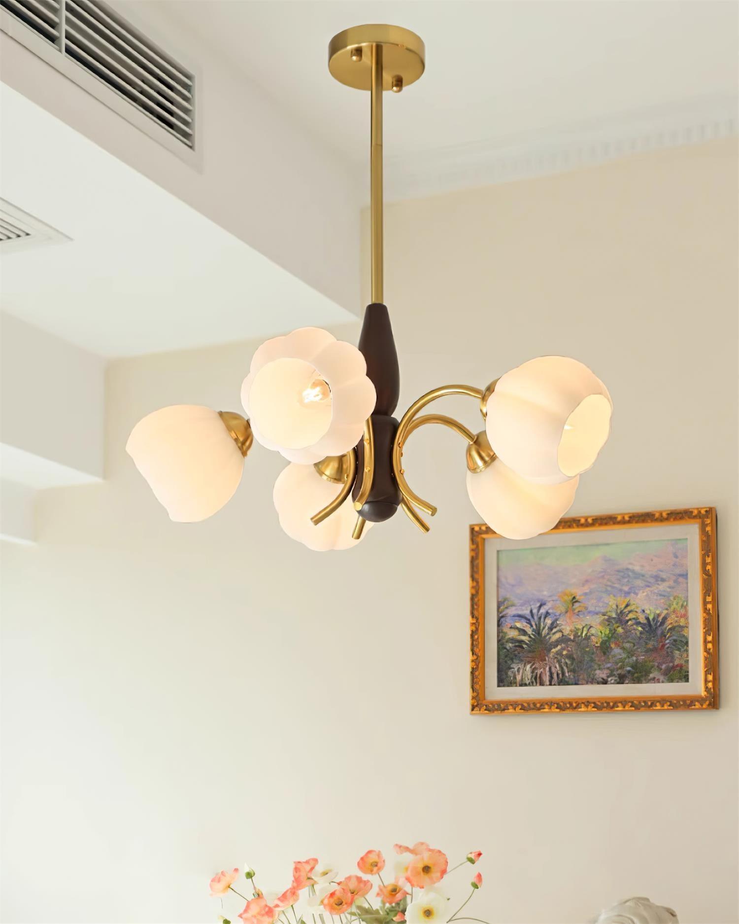 Flora Lustre en Bois Vintage