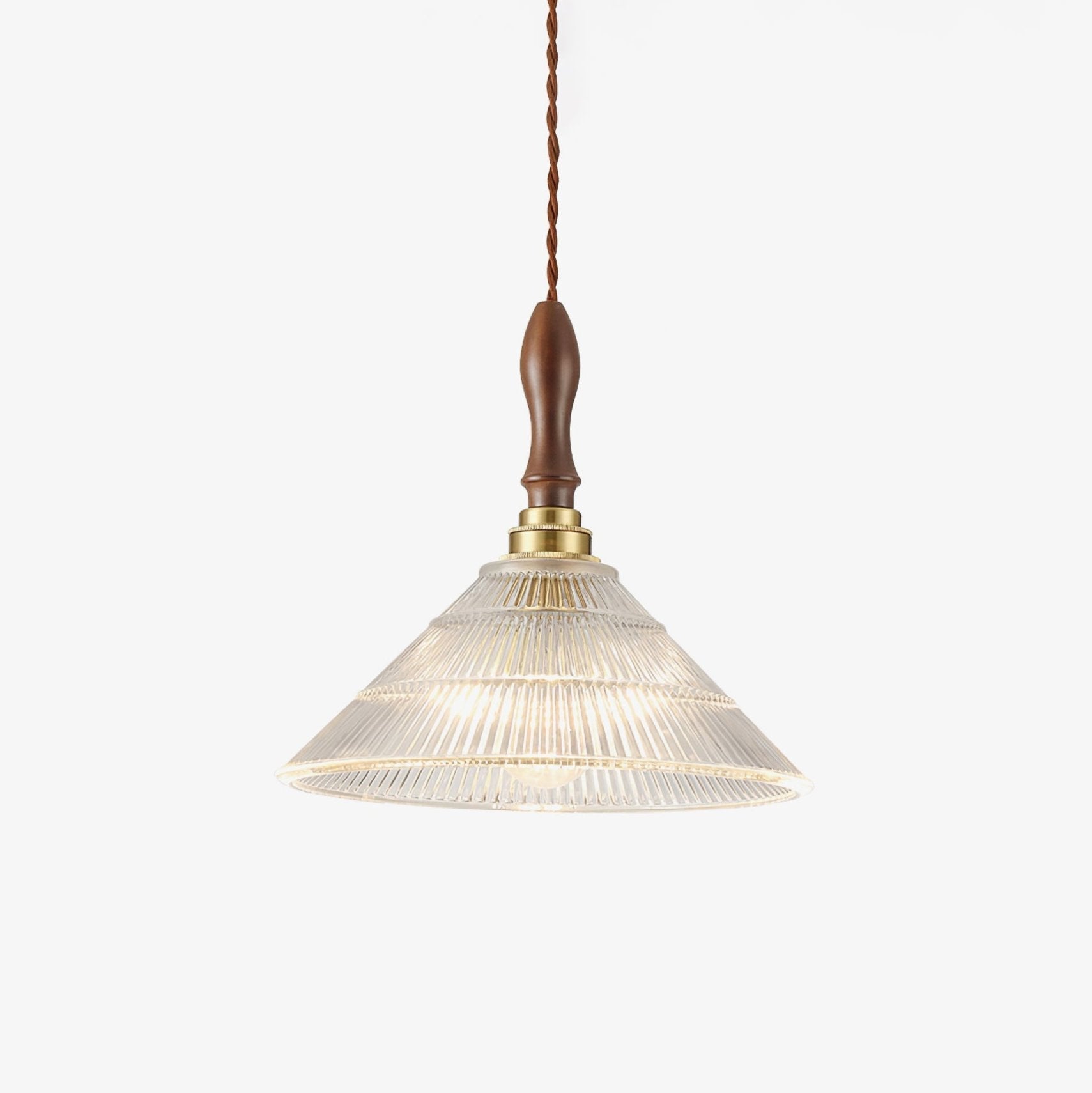 Arcara Suspension en Bois et Verre Ondulé Vintage