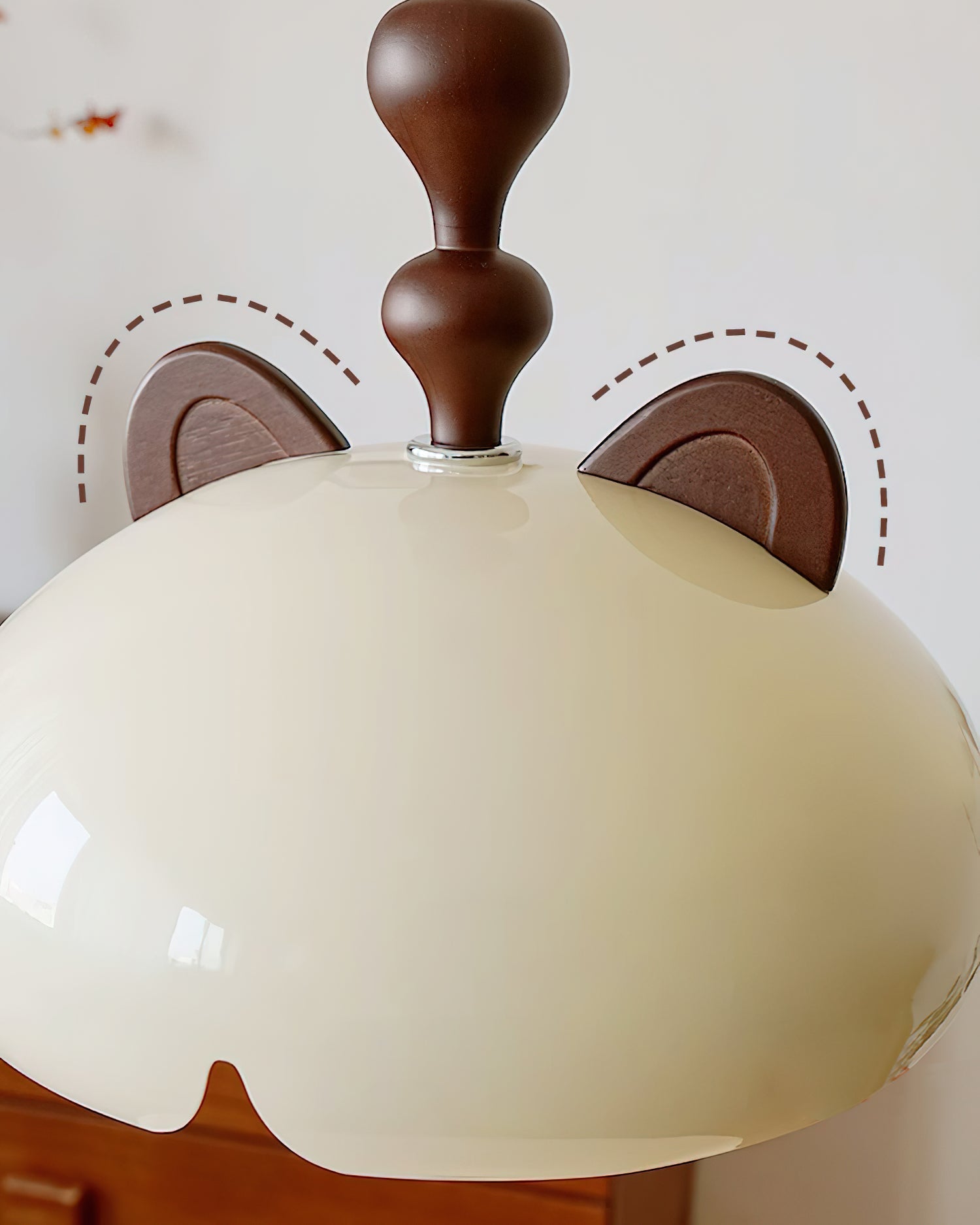 Cat Plafonnier Dôme Brillant Oreilles en Bois