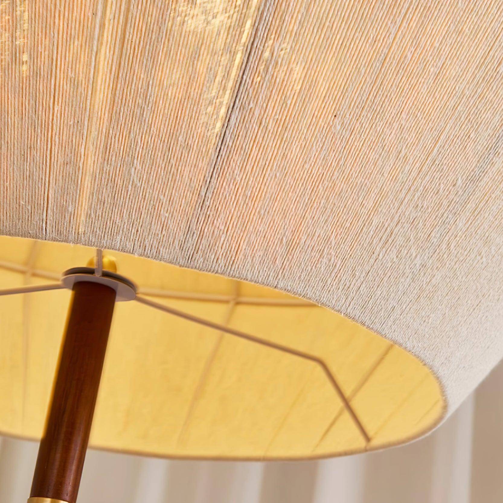 Lustra Suspension avec Abat-jour en Fil de Coton et Bois de Noyer Naturel