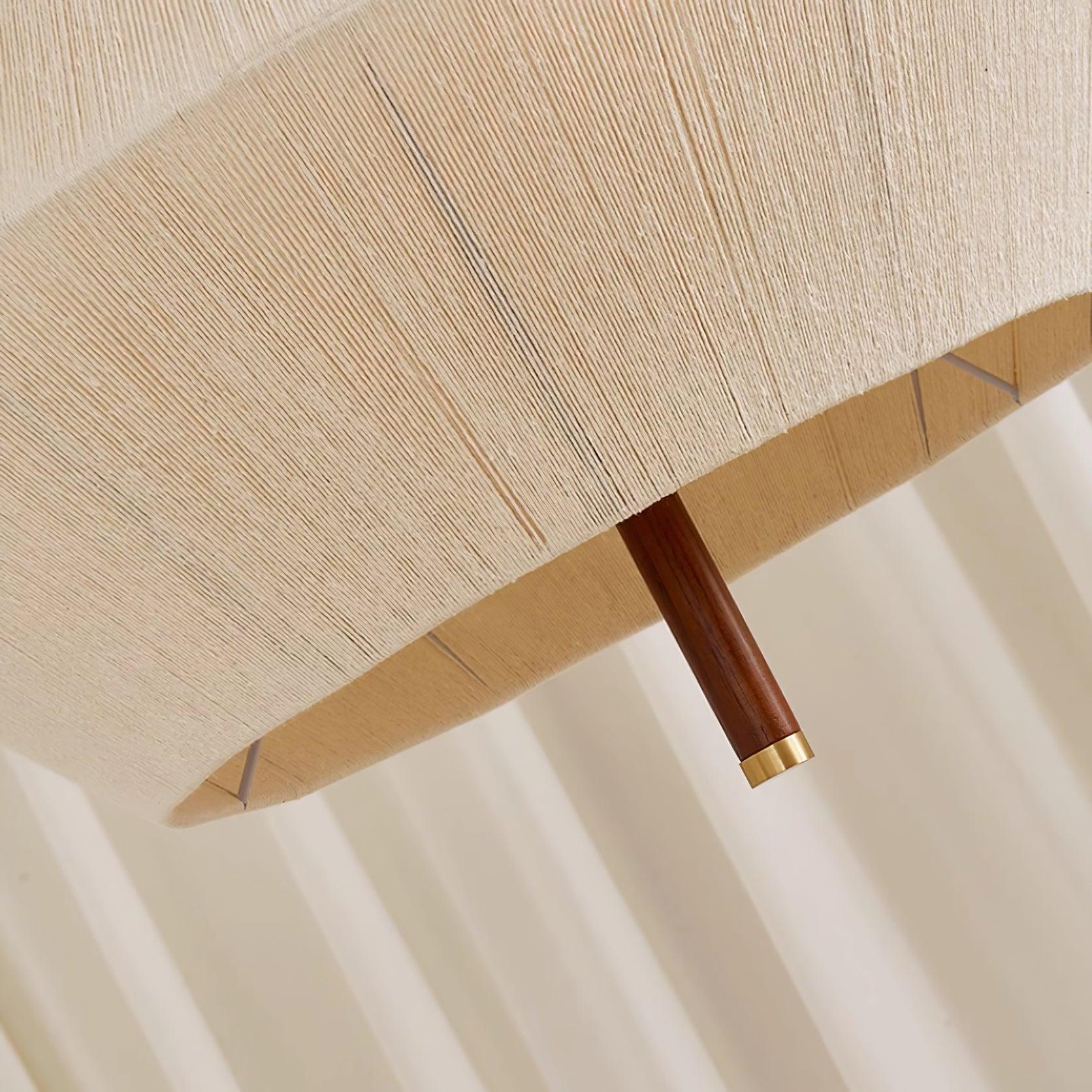 Lustra Suspension avec Abat-jour en Fil de Coton et Bois de Noyer Naturel