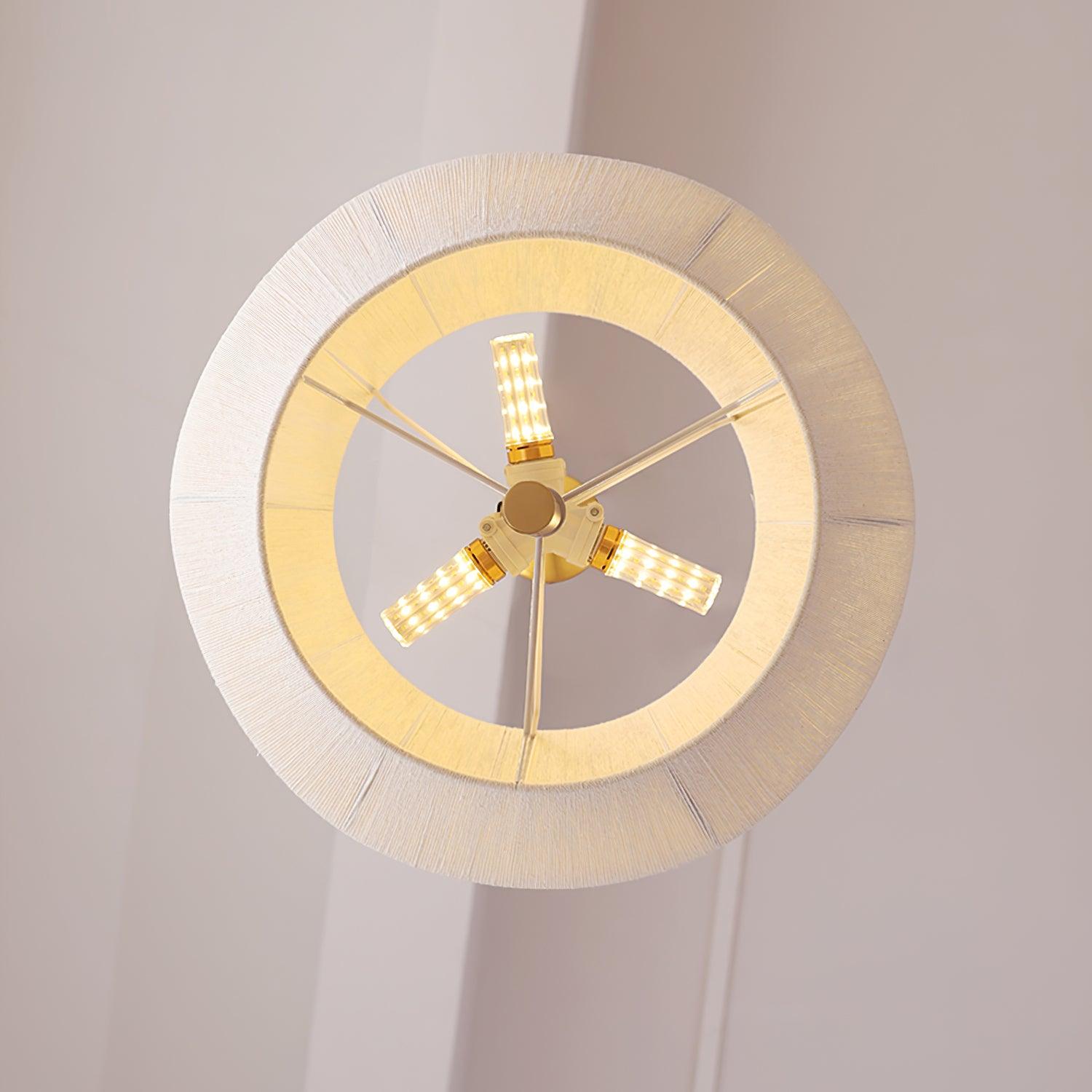 Lustra Suspension avec Abat-jour en Fil de Coton et Bois de Noyer Naturel