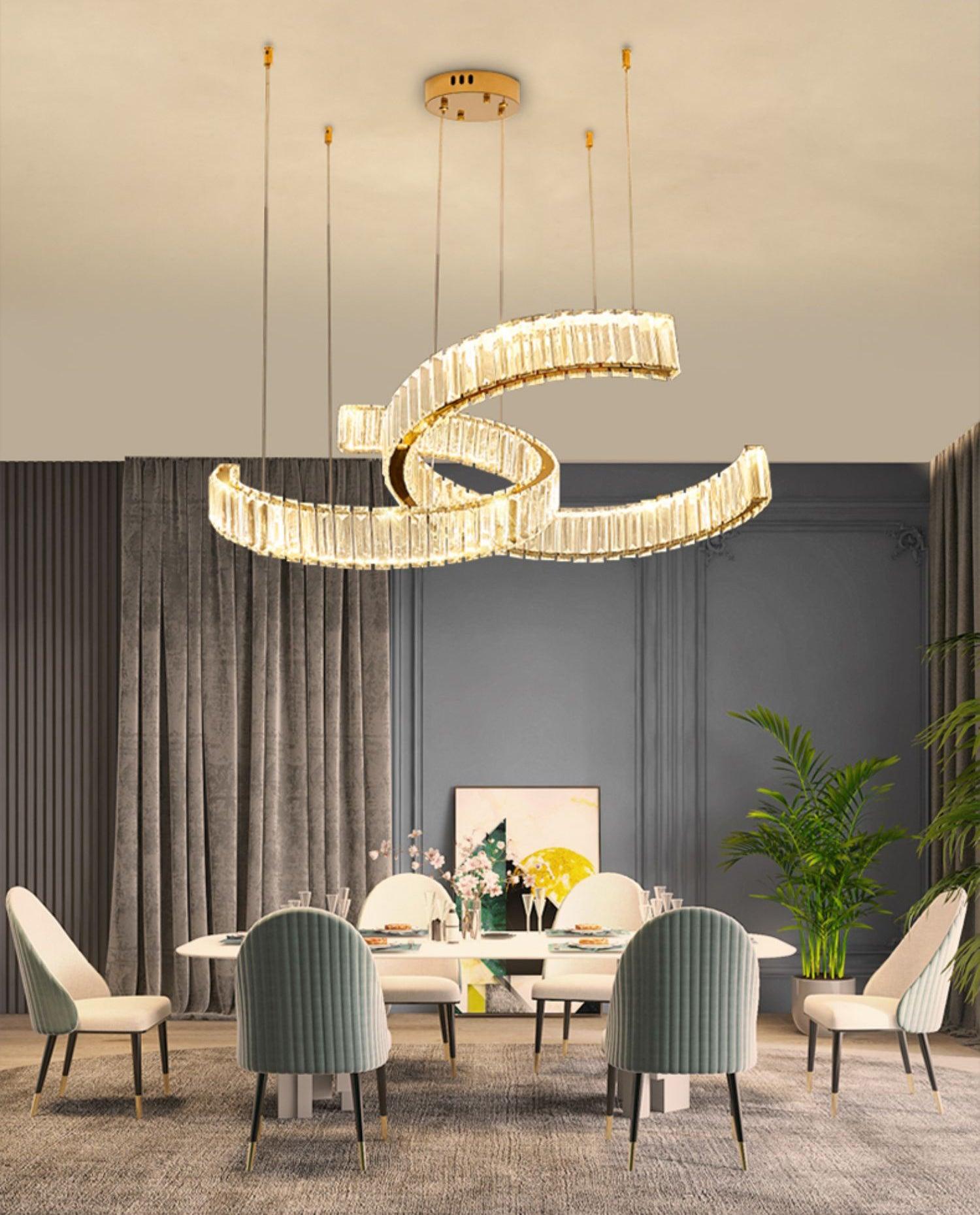 Lustra Lustre Spiral en Cristal Doré Glam