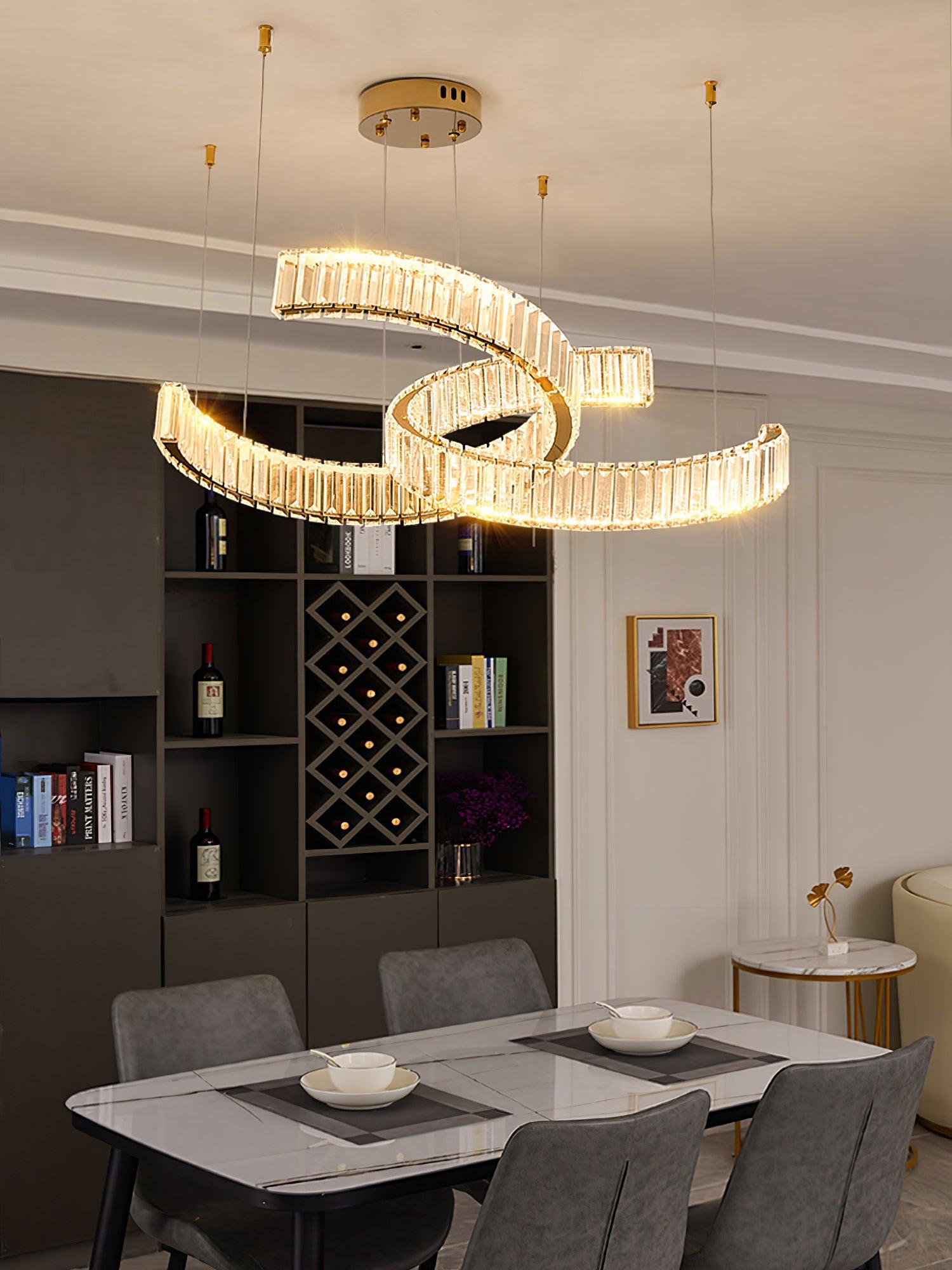 Lustra Lustre Spiral en Cristal Doré Glam