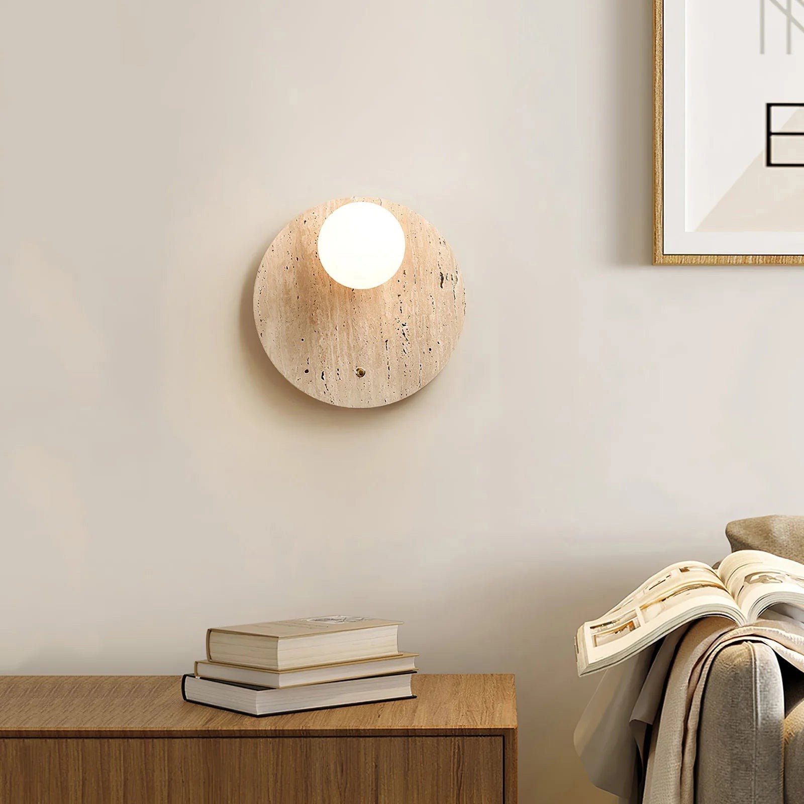 Alcareth Applique Murale Minimaliste Travertin Wabi