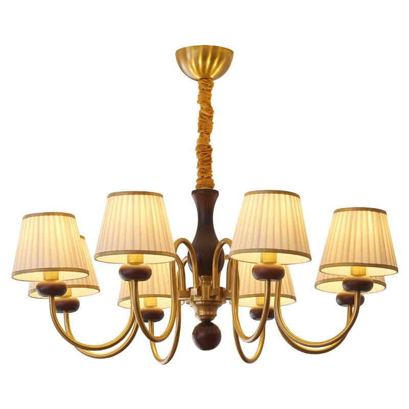 Erthaos Lustre Bois Tissu Plissé Élégance Traditionnelle