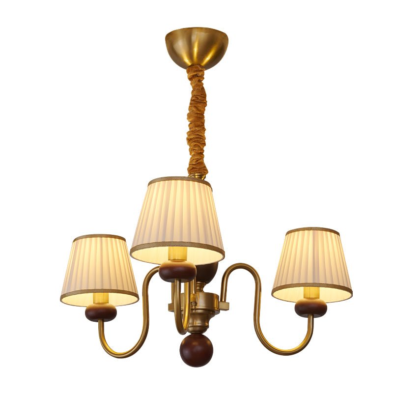 Erthaos Lustre Bois Tissu Plissé Élégance Traditionnelle