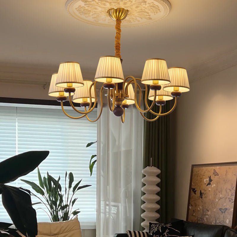 Erthaos Lustre Bois Tissu Plissé Élégance Traditionnelle