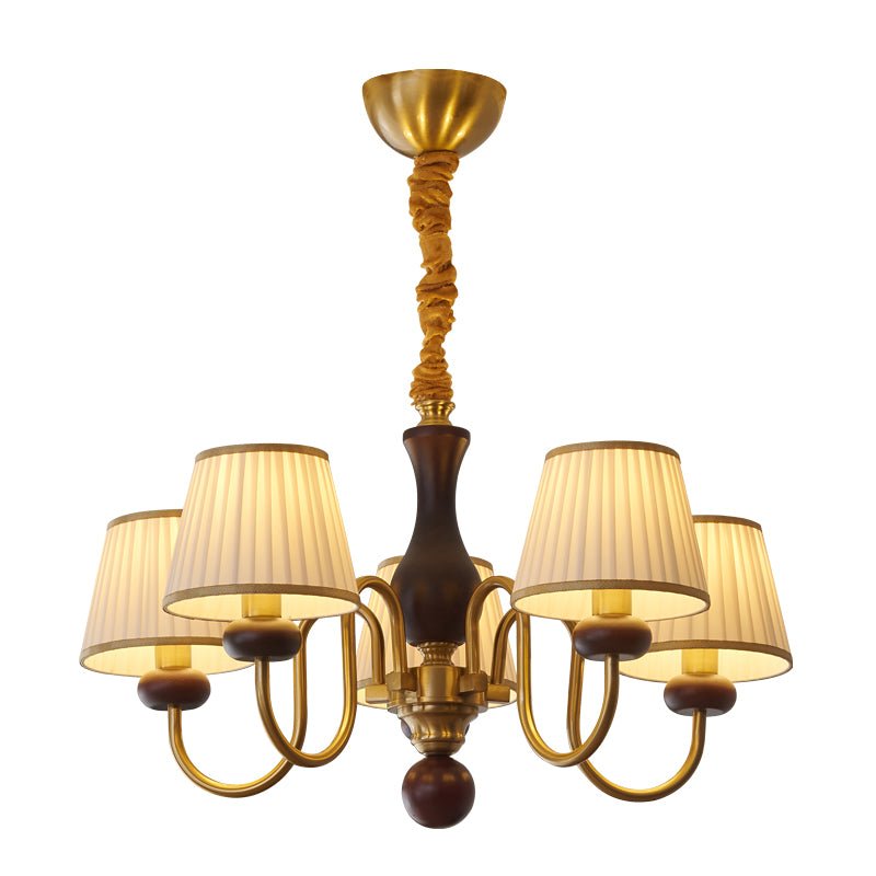 Erthaos Lustre Bois Tissu Plissé Élégance Traditionnelle