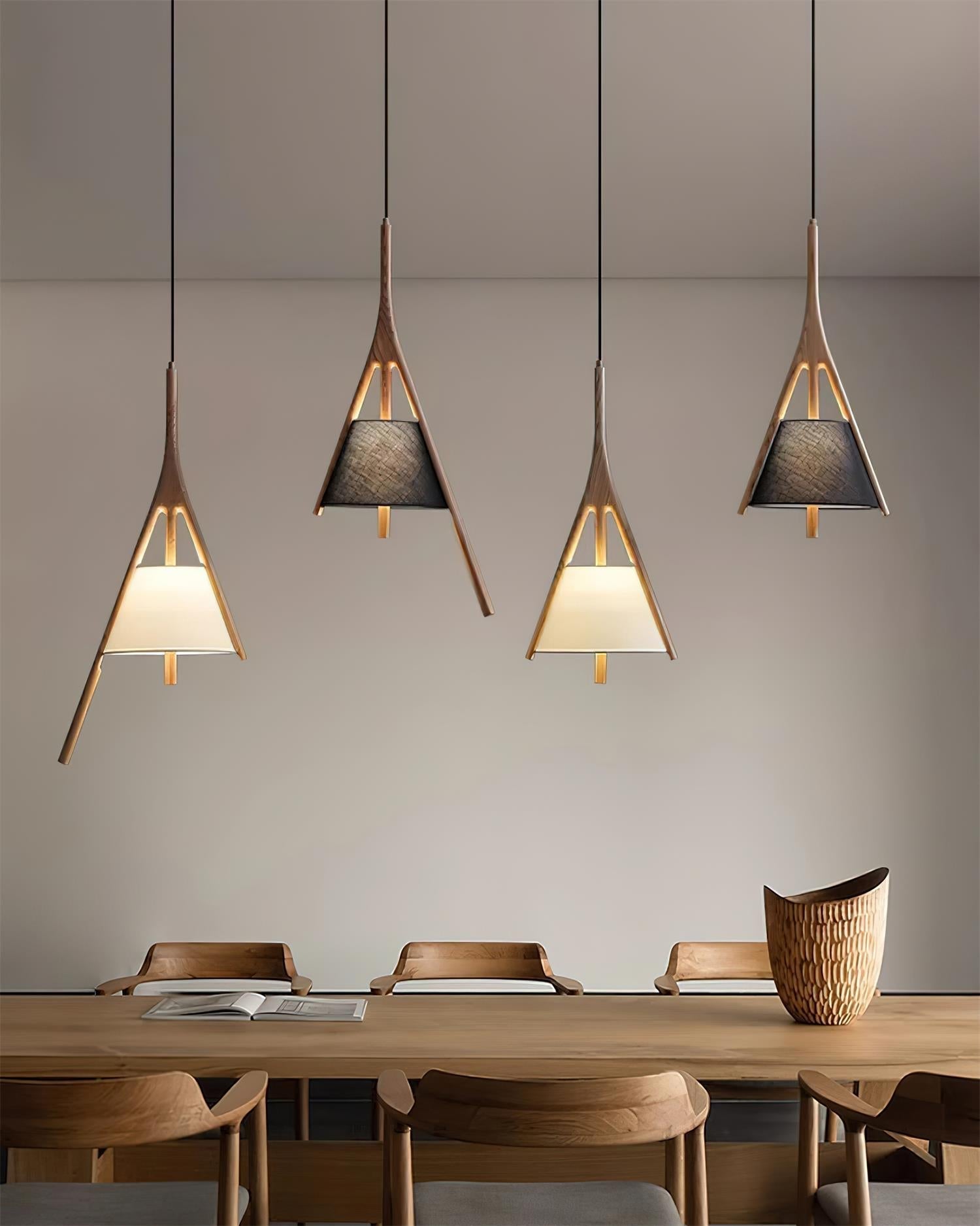 Zovenarae Triangulaire Bois Pendentif Lumière