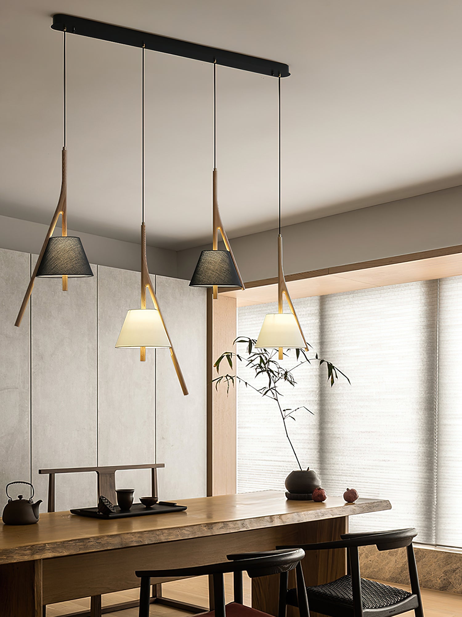 Zovenarae Triangulaire Bois Pendentif Lumière