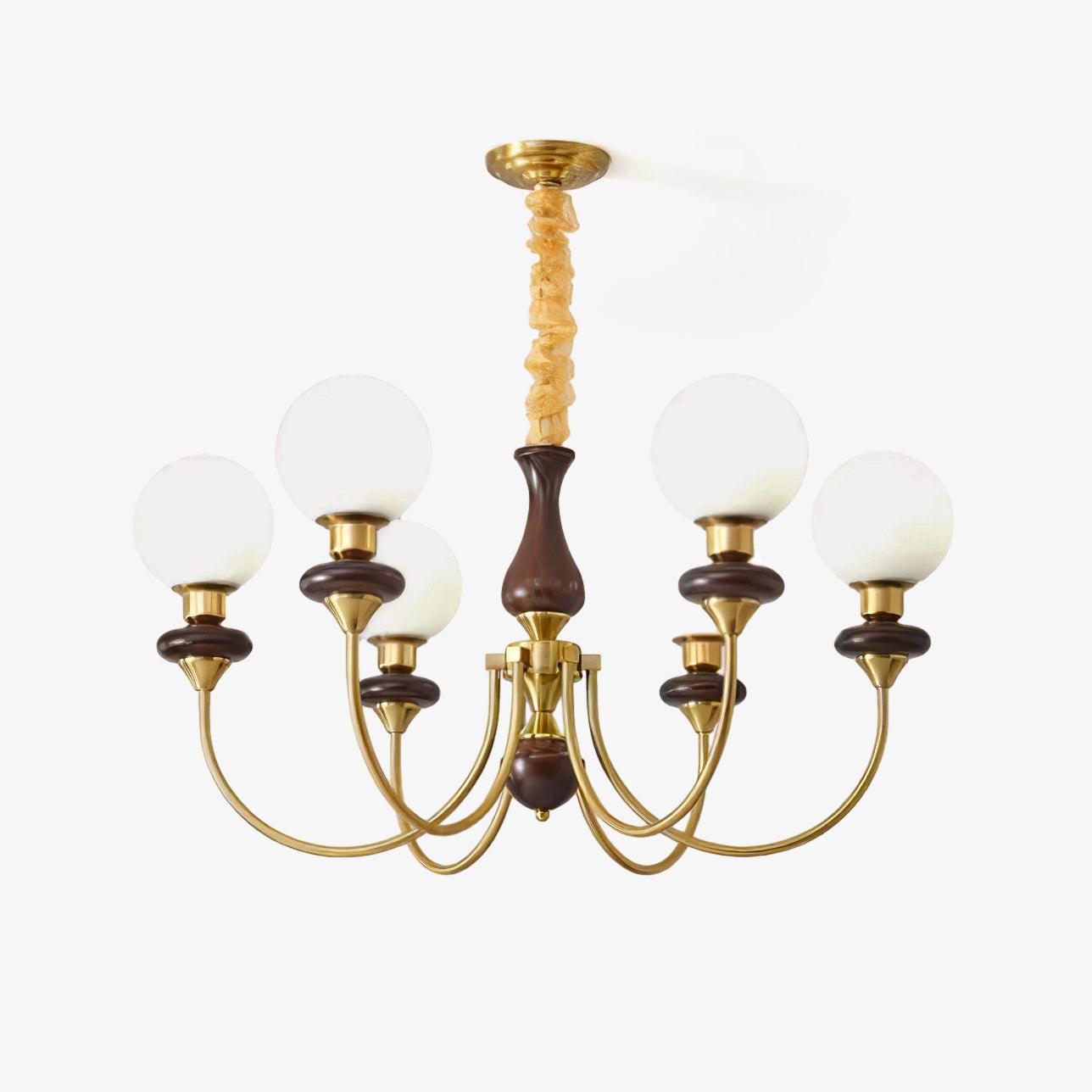 Lustra Lustre Rétro Laiton Noyer Verre