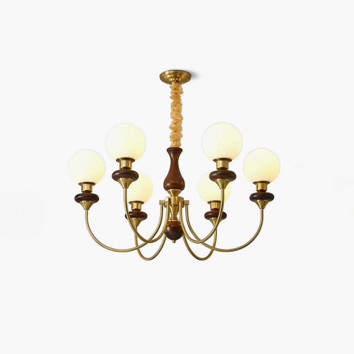 Lustra Lustre Rétro Laiton Noyer Verre