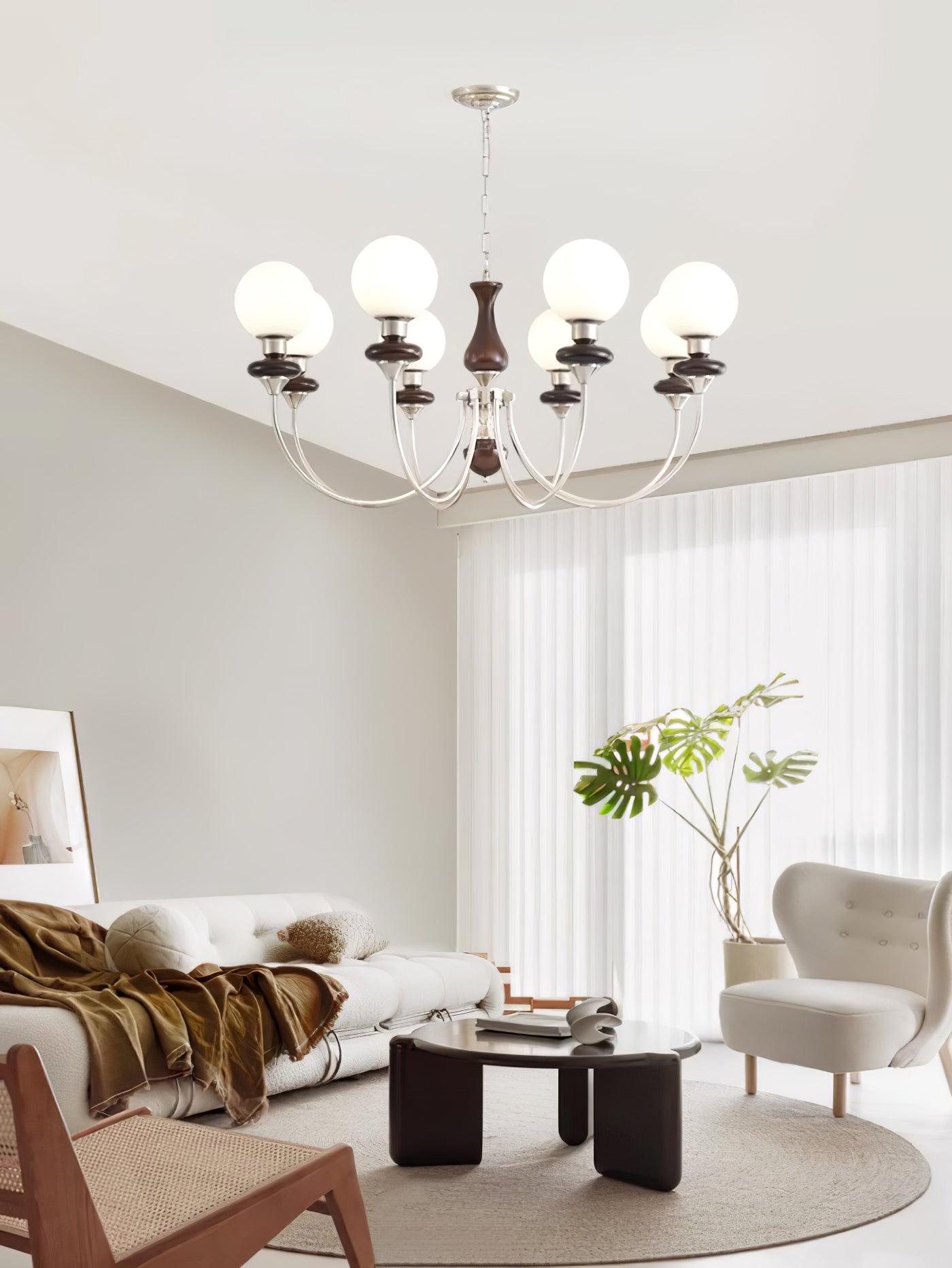 Lustra Lustre Rétro Laiton Noyer Verre