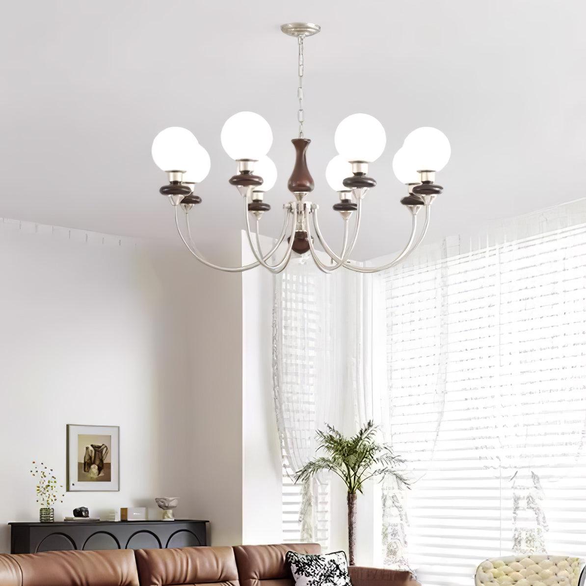 Lustra Lustre Rétro Laiton Noyer Verre