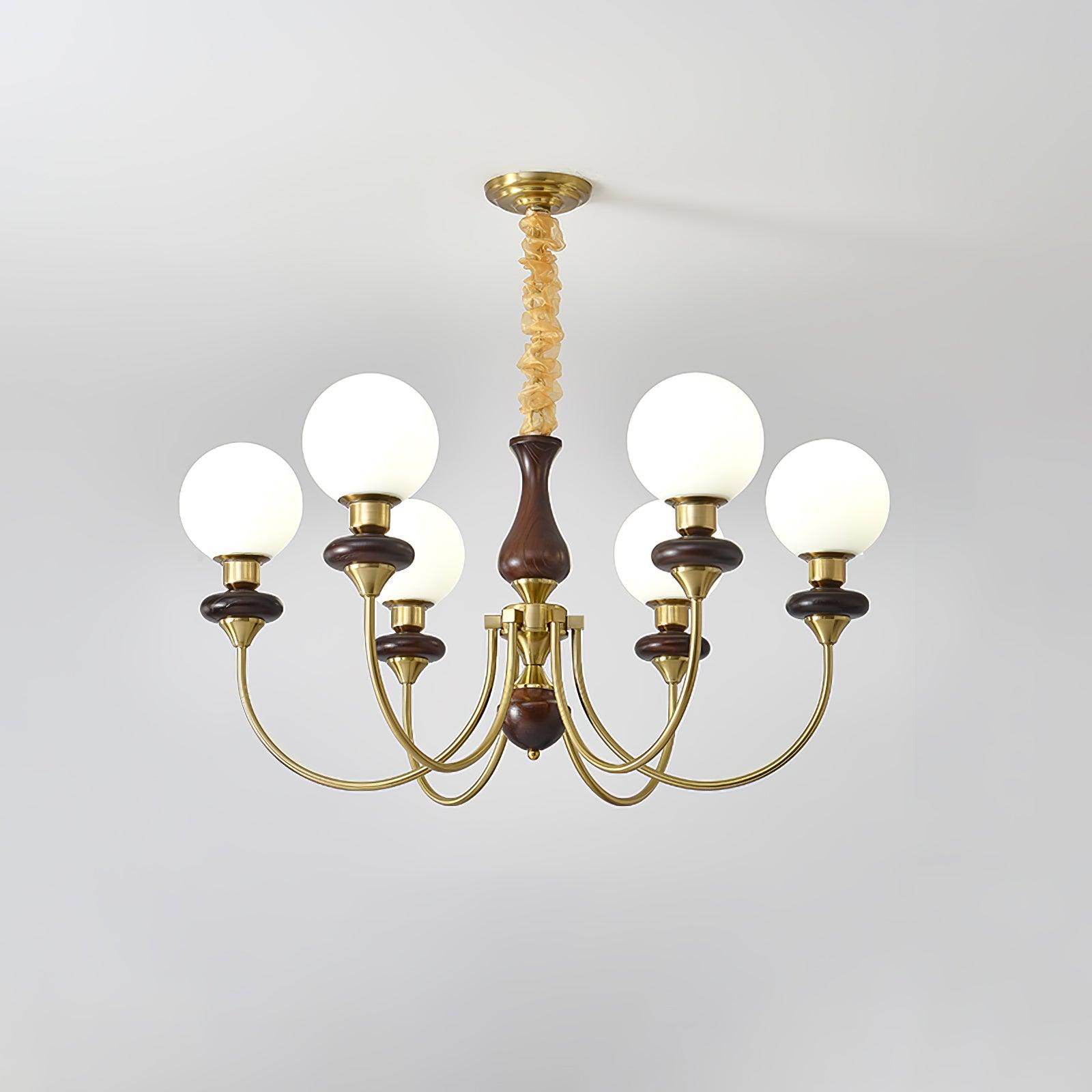 Lustra Lustre Rétro Laiton Noyer Verre