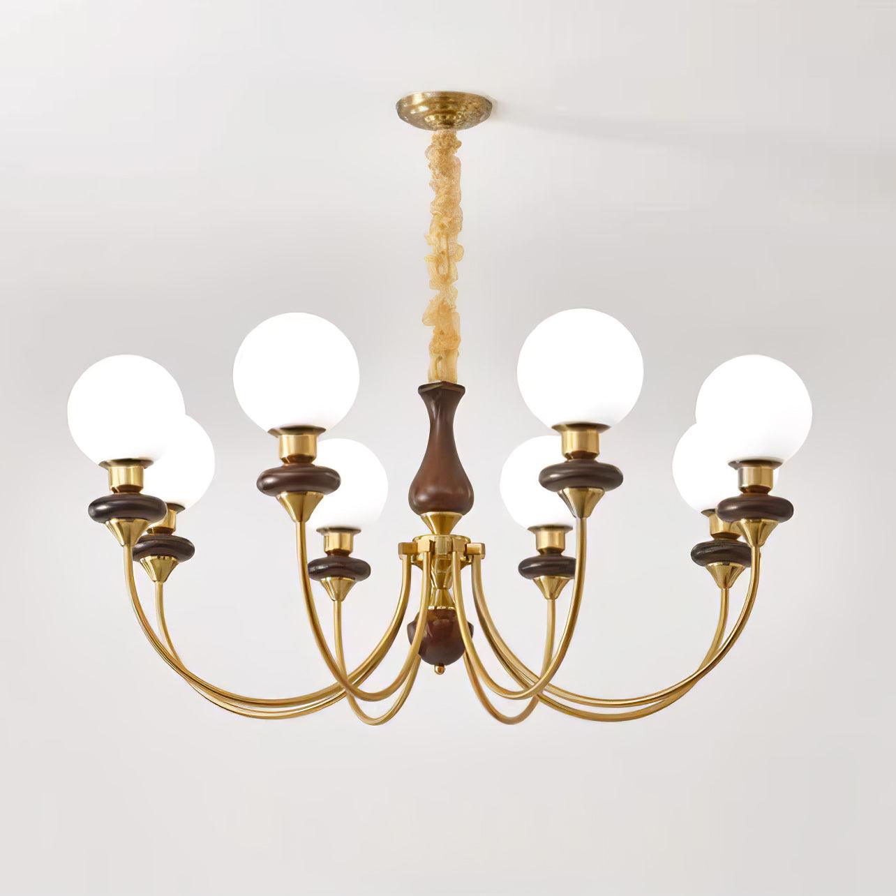 Lustra Lustre Rétro Laiton Noyer Verre