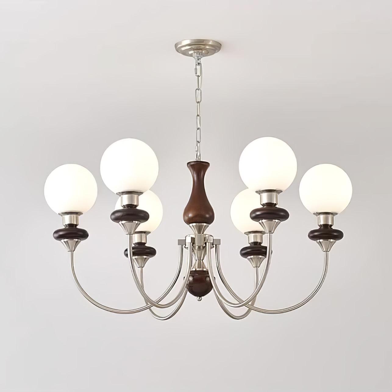 Lustra Lustre Rétro Laiton Noyer Verre