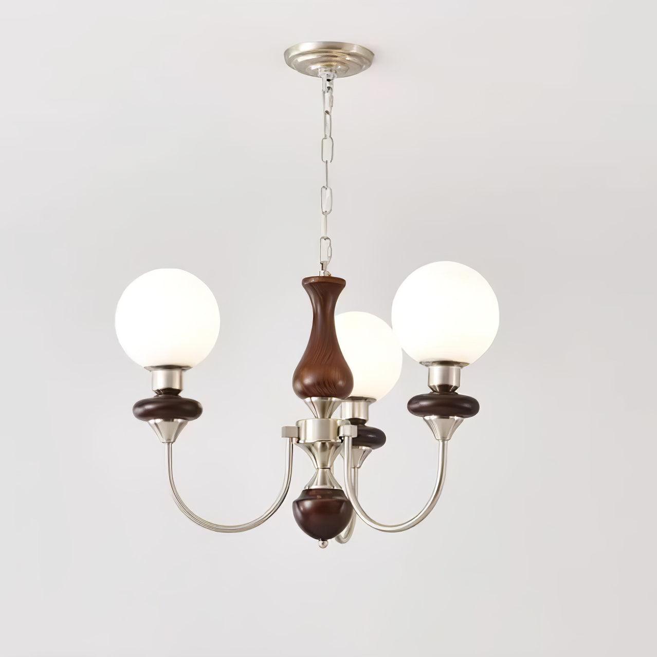 Lustra Lustre Rétro Laiton Noyer Verre