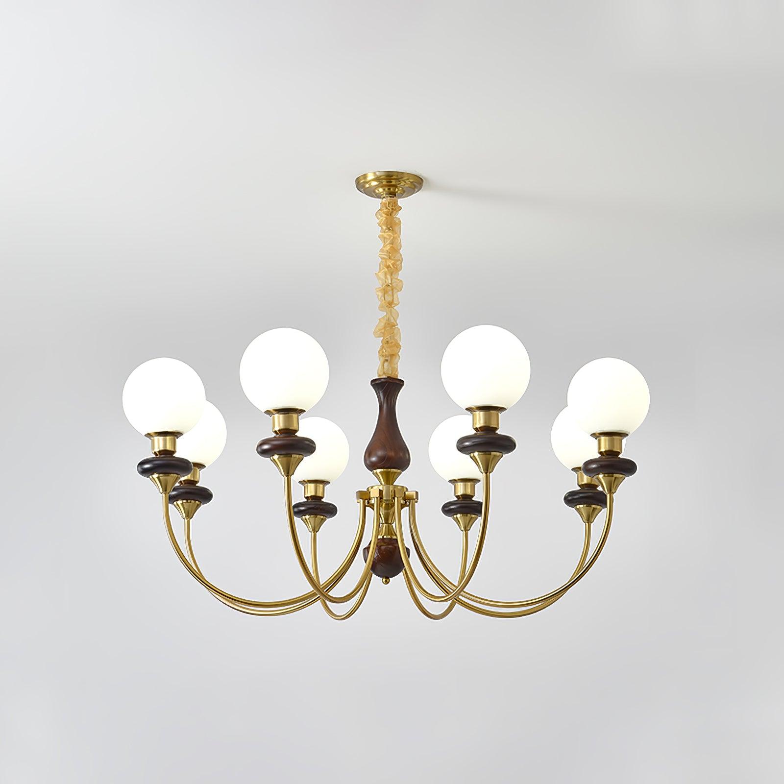 Lustra Lustre Rétro Laiton Noyer Verre