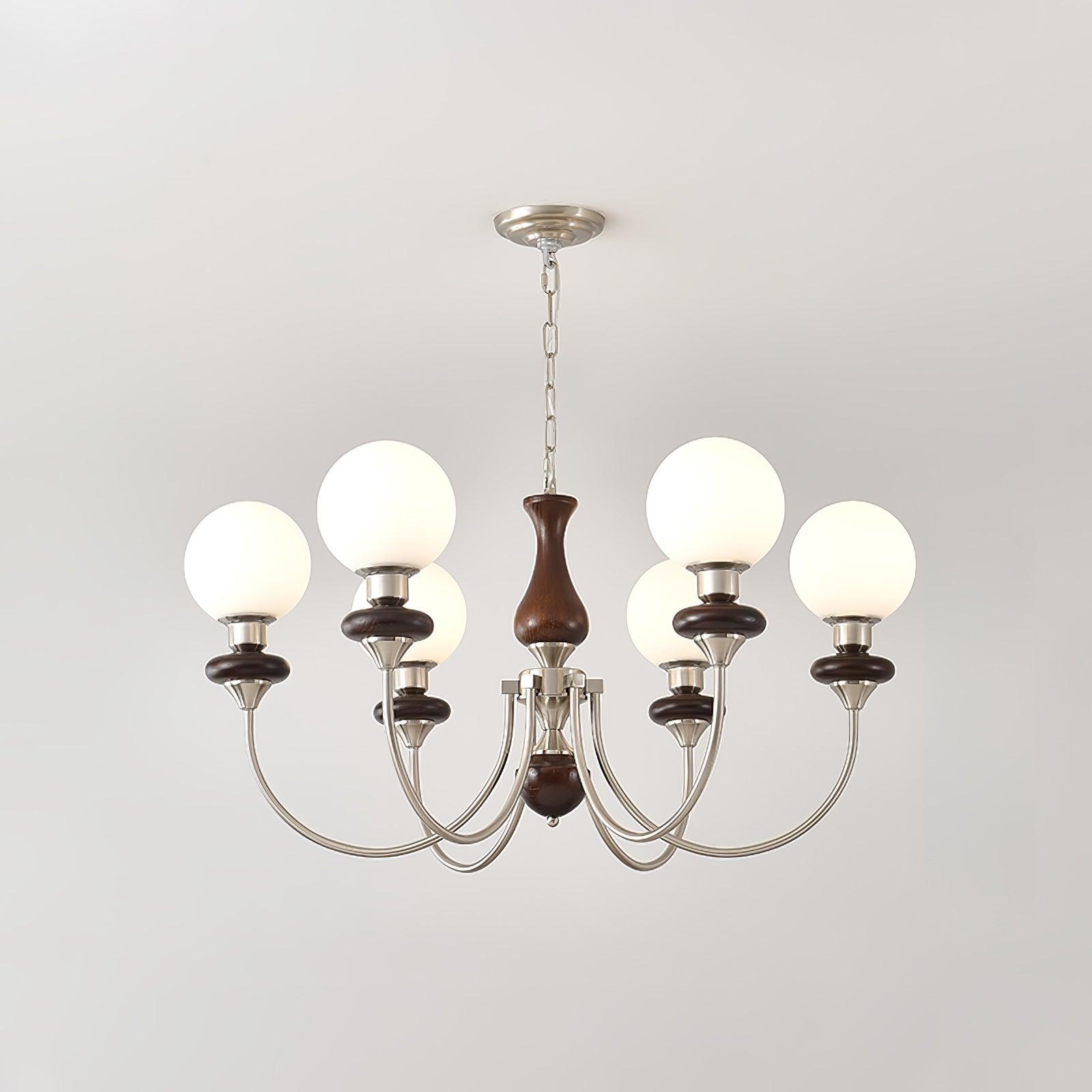 Lustra Lustre Rétro Laiton Noyer Verre