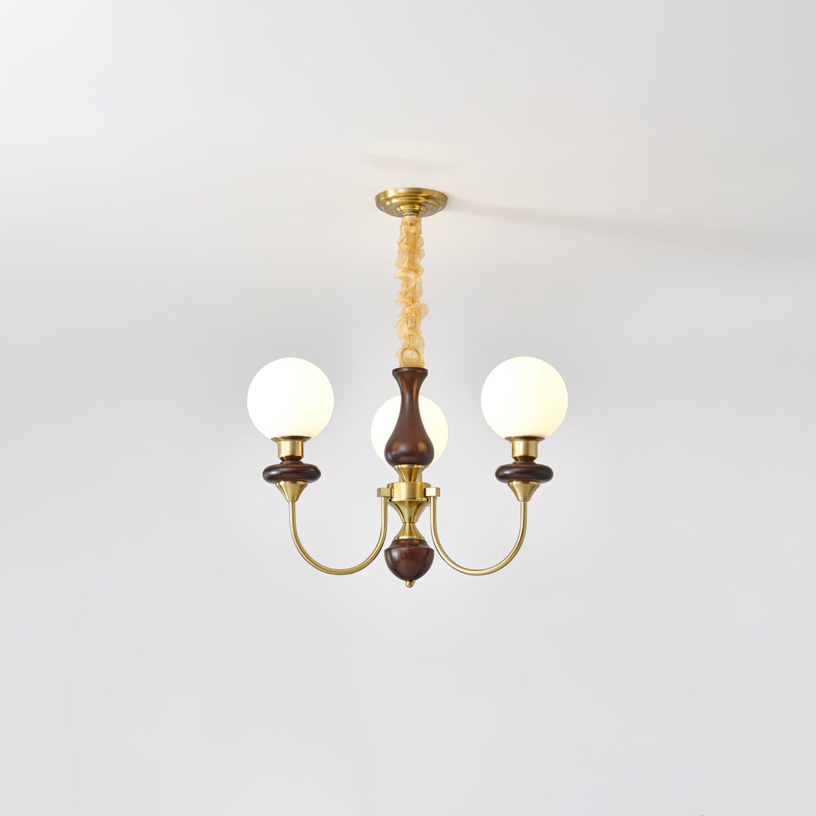 Lustra Lustre Rétro Laiton Noyer Verre