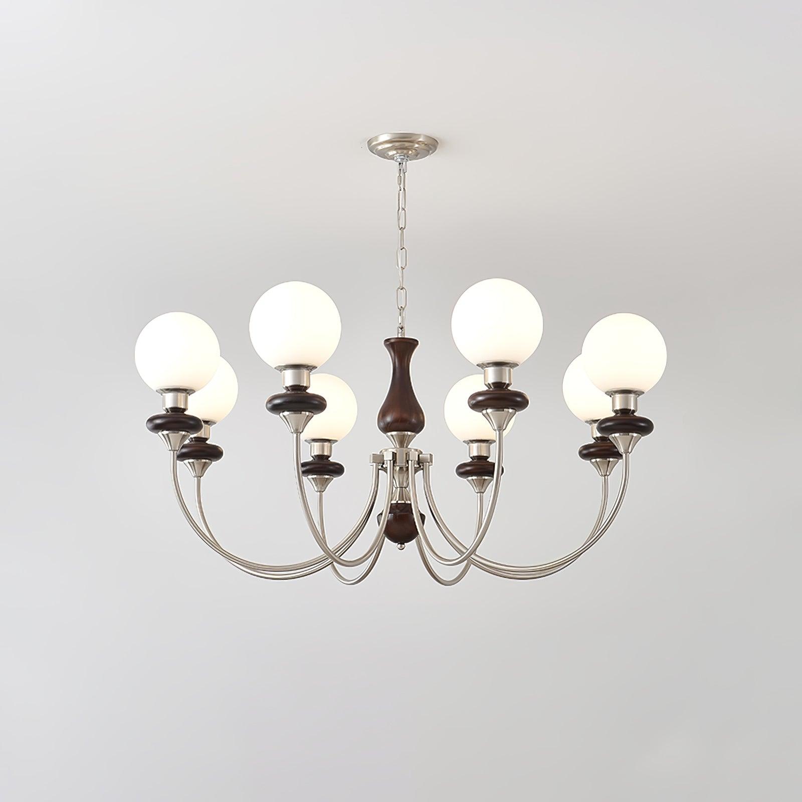 Lustra Lustre Rétro Laiton Noyer Verre