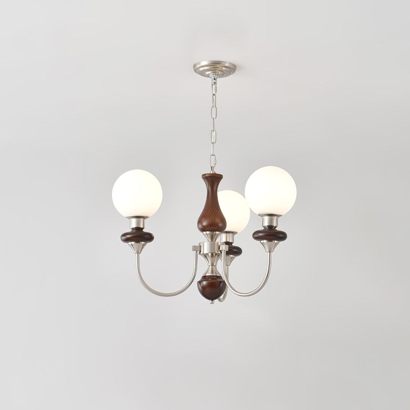 Lustra Lustre Rétro Laiton Noyer Verre