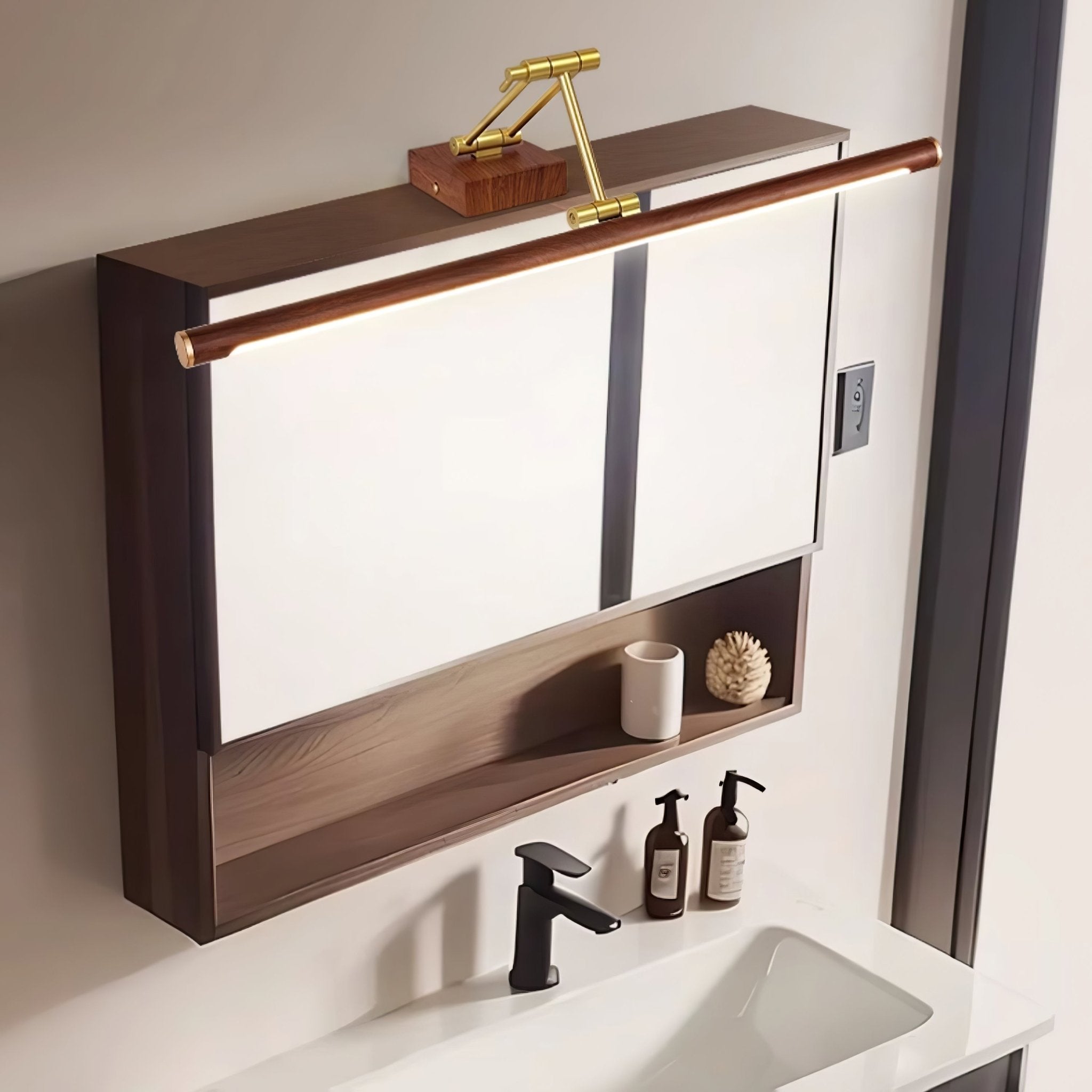 Arvararae Applique Murale Linéaire Ajustable en Noyer