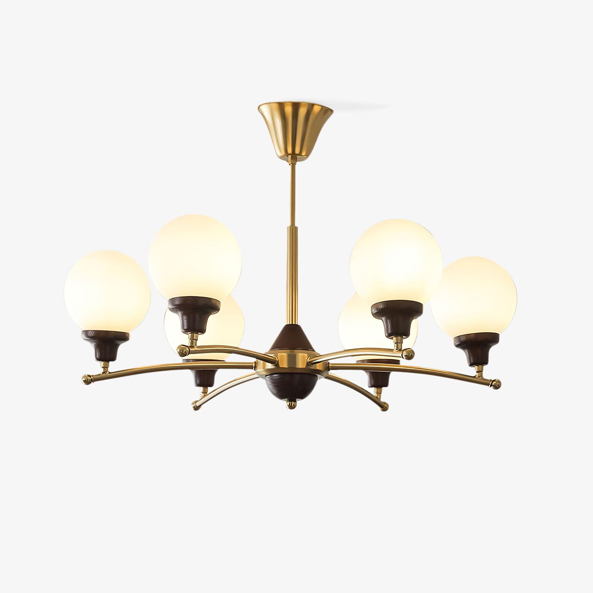 Lustra Lustre Boules en Verre et Noyer