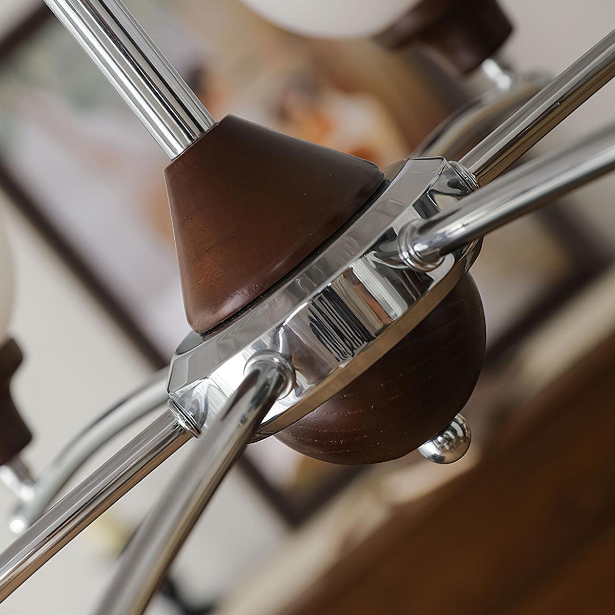 Lustra Lustre Boules en Verre et Noyer