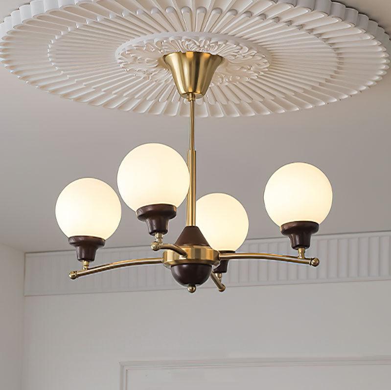 Lustra Lustre Boules en Verre et Noyer