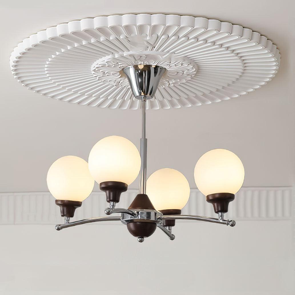 Lustra Lustre Boules en Verre et Noyer
