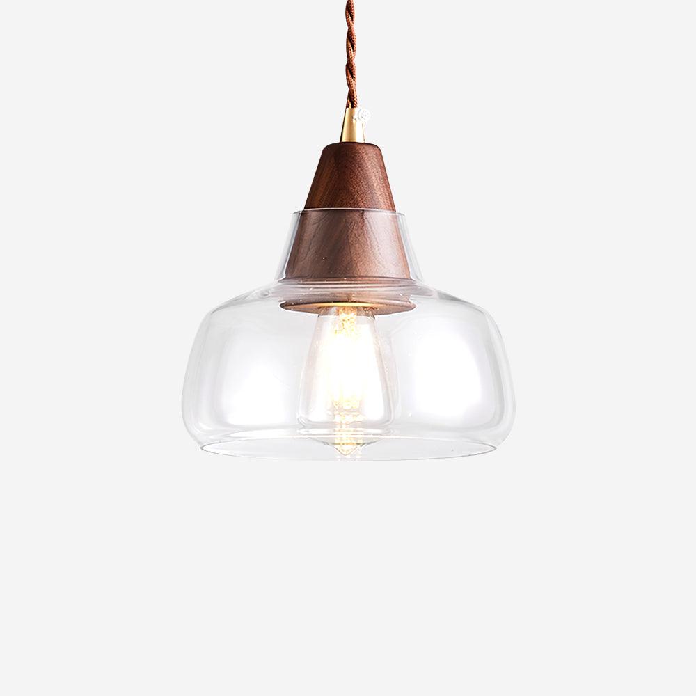 Noyer Lampe à Suspension en Verre