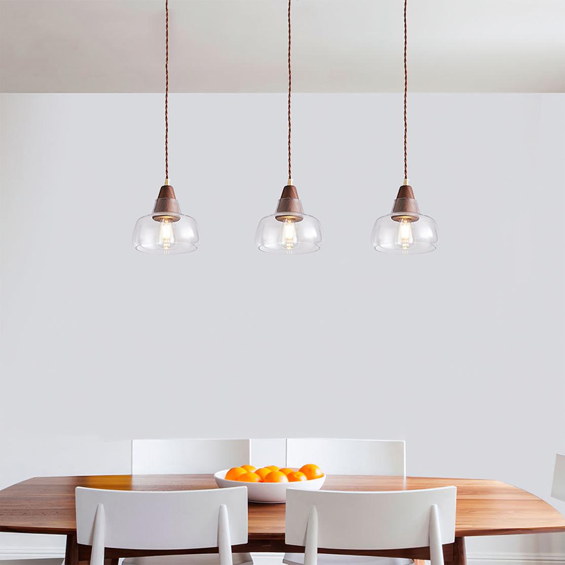 Noyer Lampe à Suspension en Verre