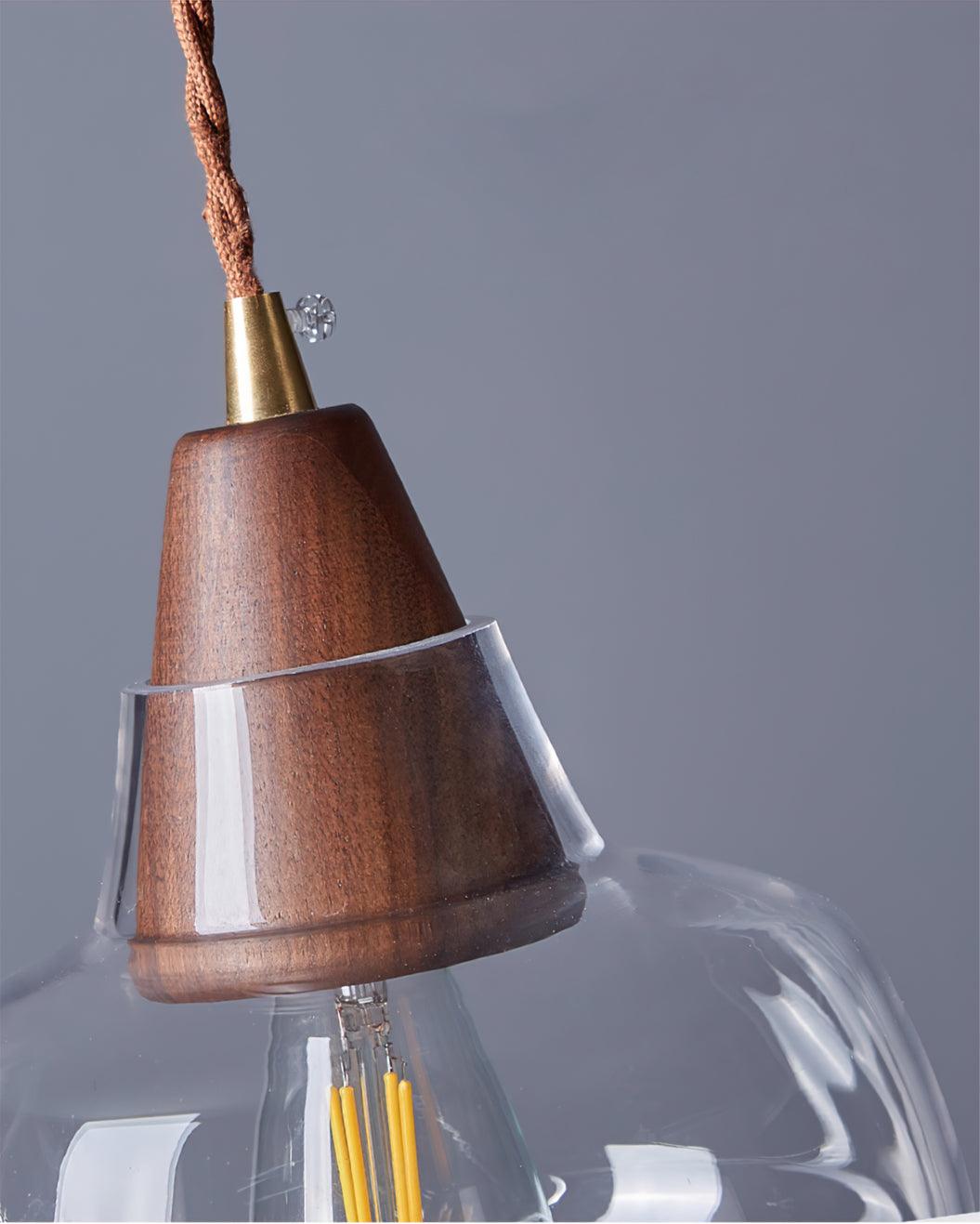 Noyer Lampe à Suspension en Verre