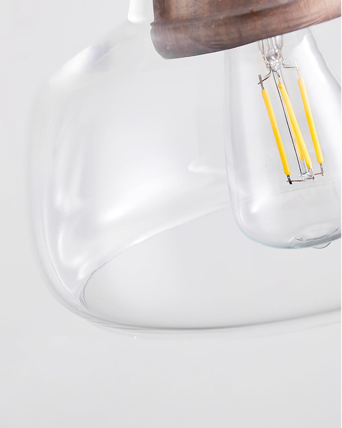 Noyer Lampe à Suspension en Verre