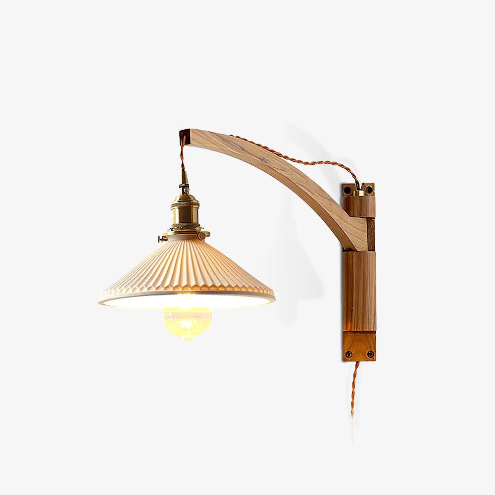 Illaee Nordic Art Swing Arm Walnut Ceramic Wall Light