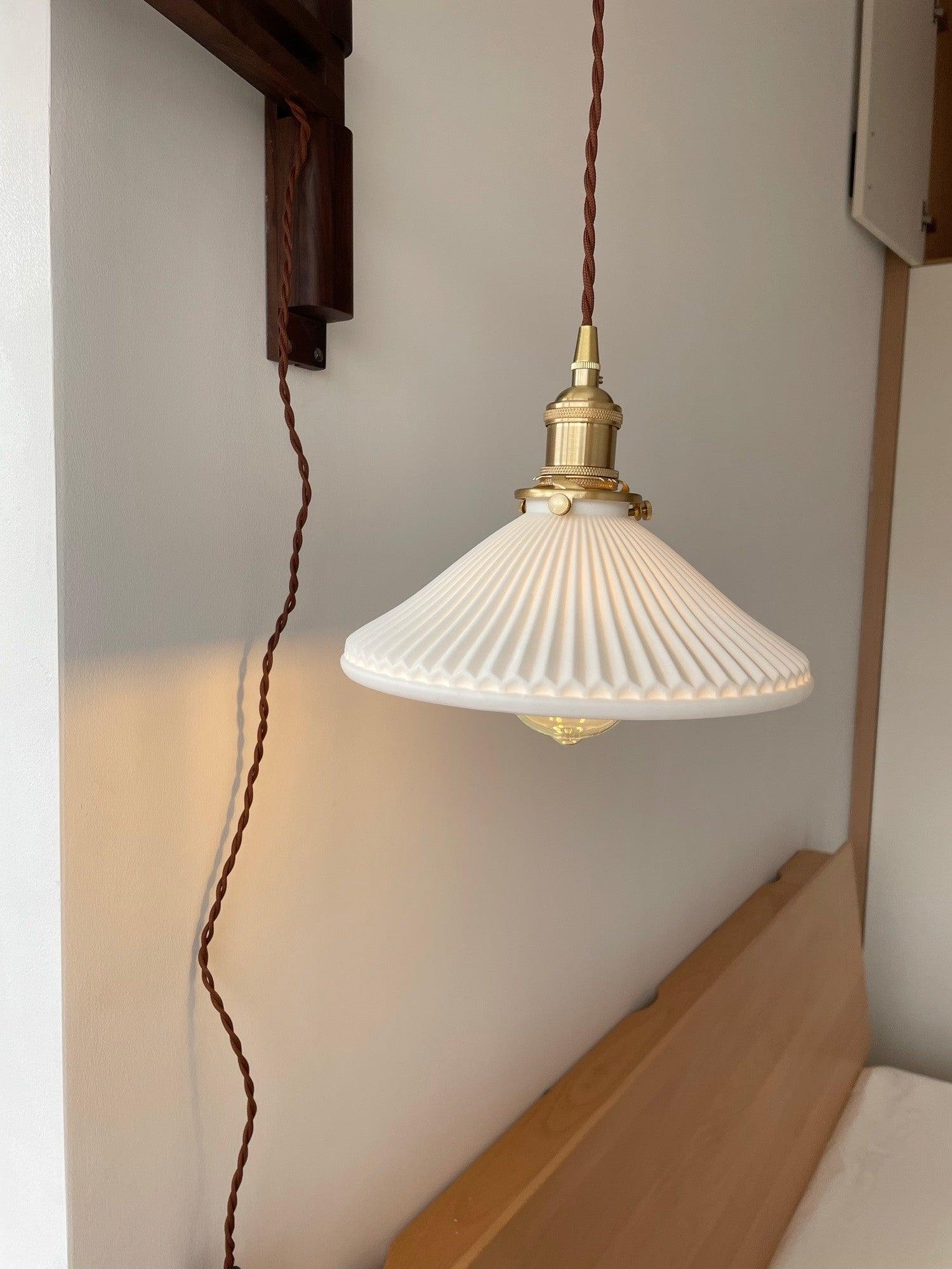 Lyphaia Nordic Art Telescopic Walnut Ceramic Wooden Wall Lamp