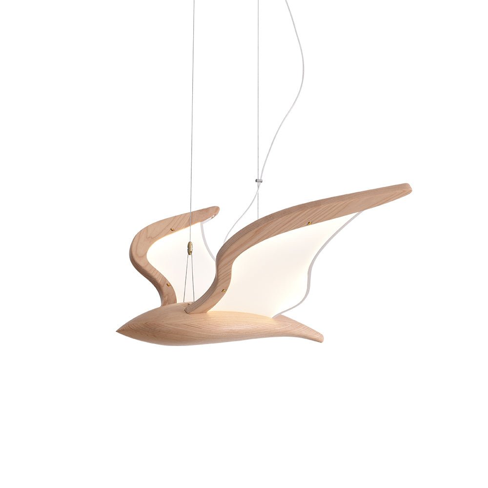 Lustra Lustre Forme d'Oiseau Bois Sculptural