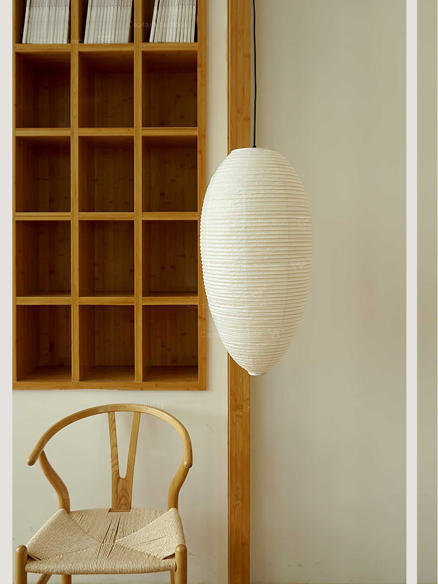 Myraean Moderne Minimaliste Wabi Châtaignier Papier Bambou Pendentif Lampe